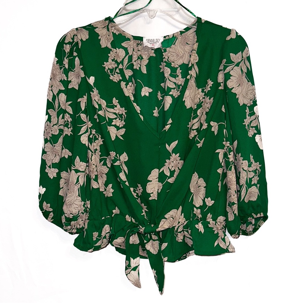 XS Green Floral Blouse